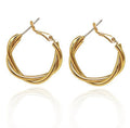 Wholesale S925 Silver Needle Simple Gold Twisted Hoop Western Handmade Statement Fashion Jewelry Earrings