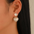 SC Luxury Heart Shaped Stud Earrings Double Heart Stud Earrings Shiny Inlaid Zircon Pink Heart Stud Earrings for Women
