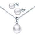 Women Pearl Stud Earrings Necklace Fashion Jewellery Sets for Weeding