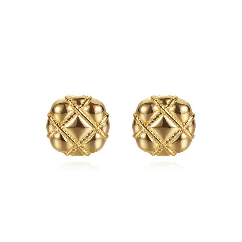 Hot Sale Fancy Women Fashion Gold Plated 925 Sterling Silver Nugget Stud Earrings