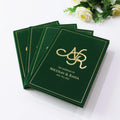 Personalized Gold Foil Dark Green Velvet Hardcover Booklet Invitations With Envelope Luxury DIY Wedding Invitation Cards