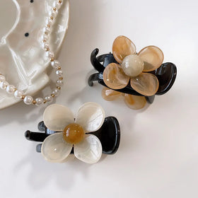 MIO Elegant Women Flower Hair Claw Clip Hollow Banana Clip Hair Accessories Korea Plastic Hair Clip for Girls Ponytail Holder