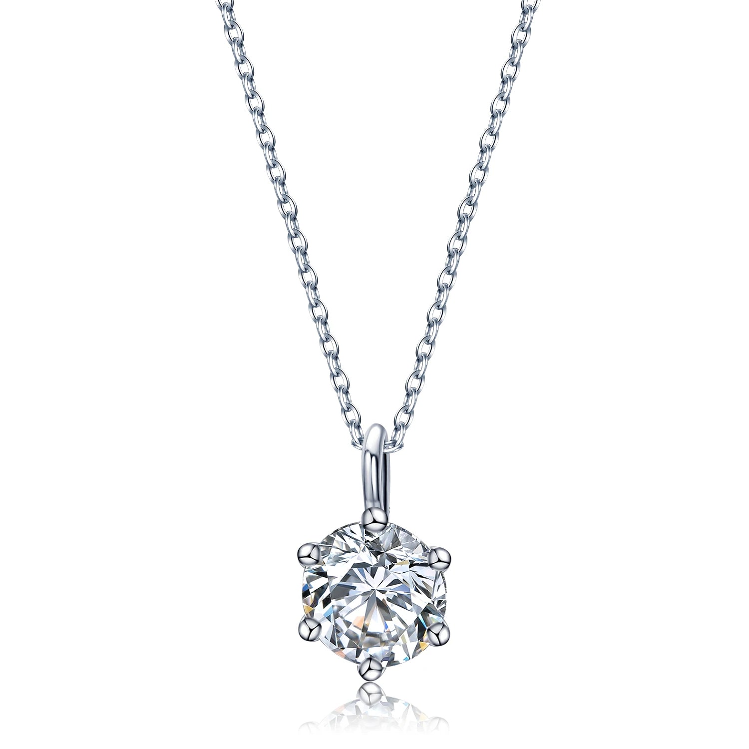 Pendant Moissanite 925 Sterling Silver 1.0 Carat 6 Claws 925 Sterling Silver Pendant for Women Classic Design
