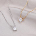 SC Korean Style Mini Round Zircon Charms Necklace Women 14K Gold Plated Stainless Steel Single Diamond Necklace for Girls