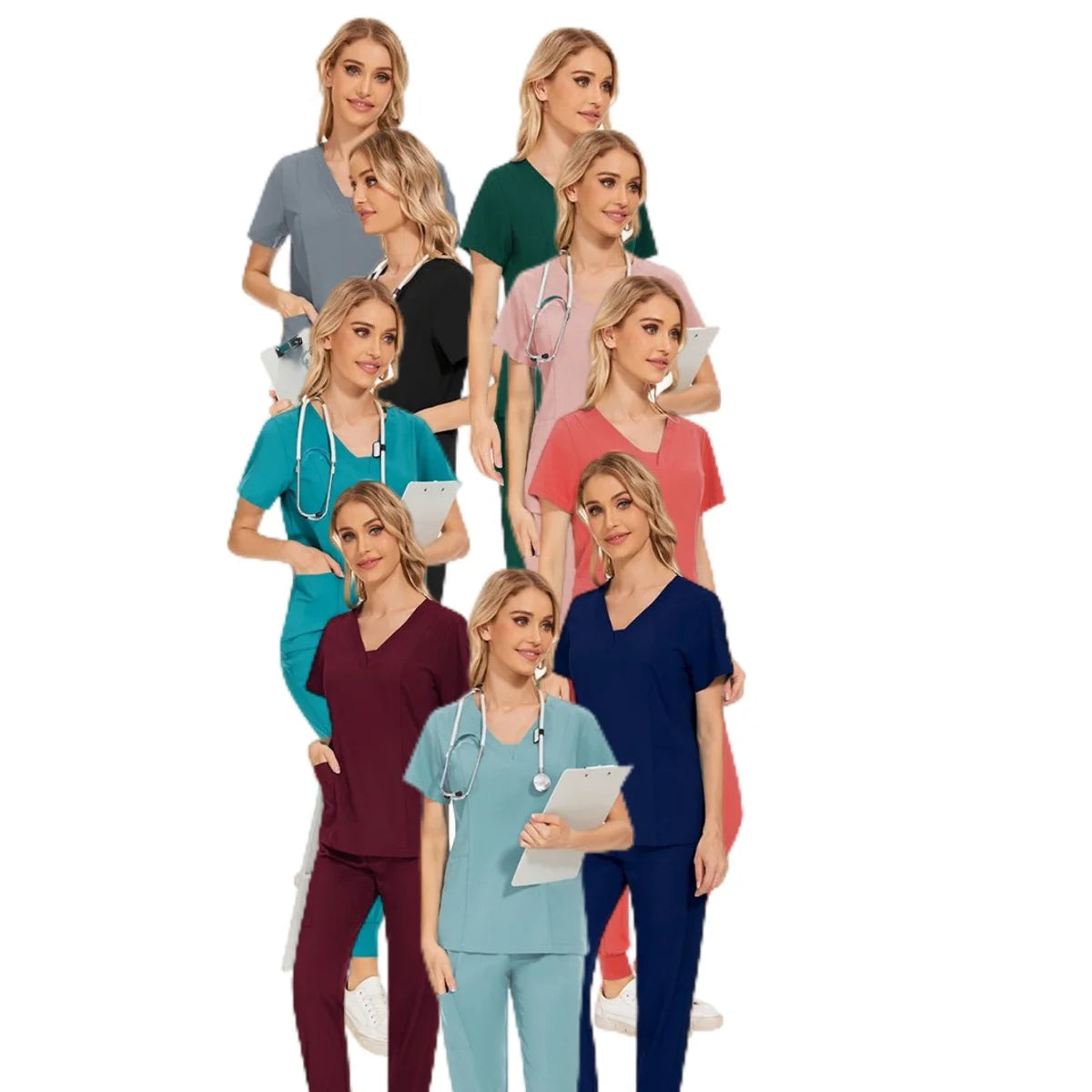 42025LW Surgical Scrub Caps Us Joggers Scrubs Uniforms Sets for Women Fashion Medical Scrubs for Women