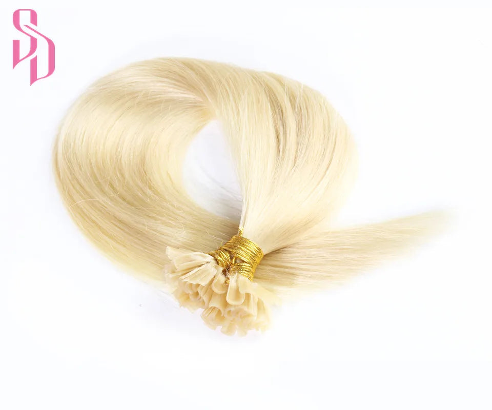 Wholesale 100% Human Hair Extension Vendors Virgin Poplar Nail Tips Human Hair Bonding Extension