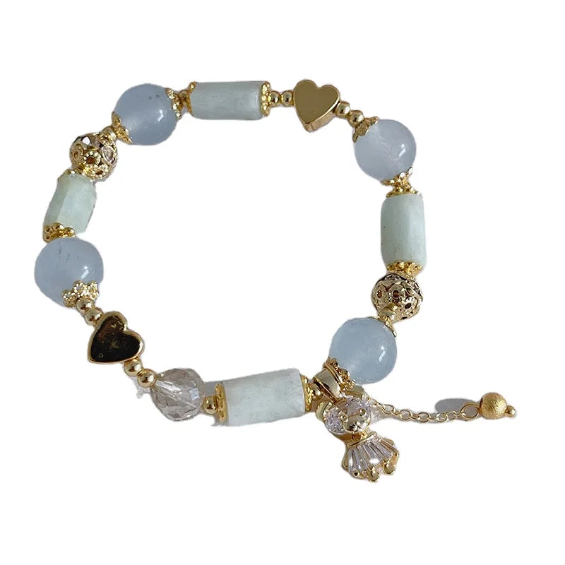 Natural Stone Multicolor Single Ring Crystal Bracelet Original Design Crystal Bear Bracelet