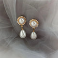 Wholesale Luxury Retro Fashion Drop Earrings for Women Korean Ladies' Simple Temperament with Big Pearls Elegant and Stylish