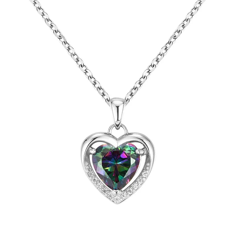 Fast Shipping 925 Sterling Silver Heart Shaped Mystery Jade Zircon Women's Valentine's Day Gift Jewelry Necklace