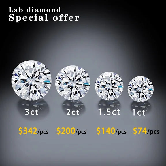 Wholesale Price HPHT CVD Diamond 0.5ct 1ct 1.5ct 2ct 3ct  DEF VVS-VS Round Cut Loose Lab Grown Diamond