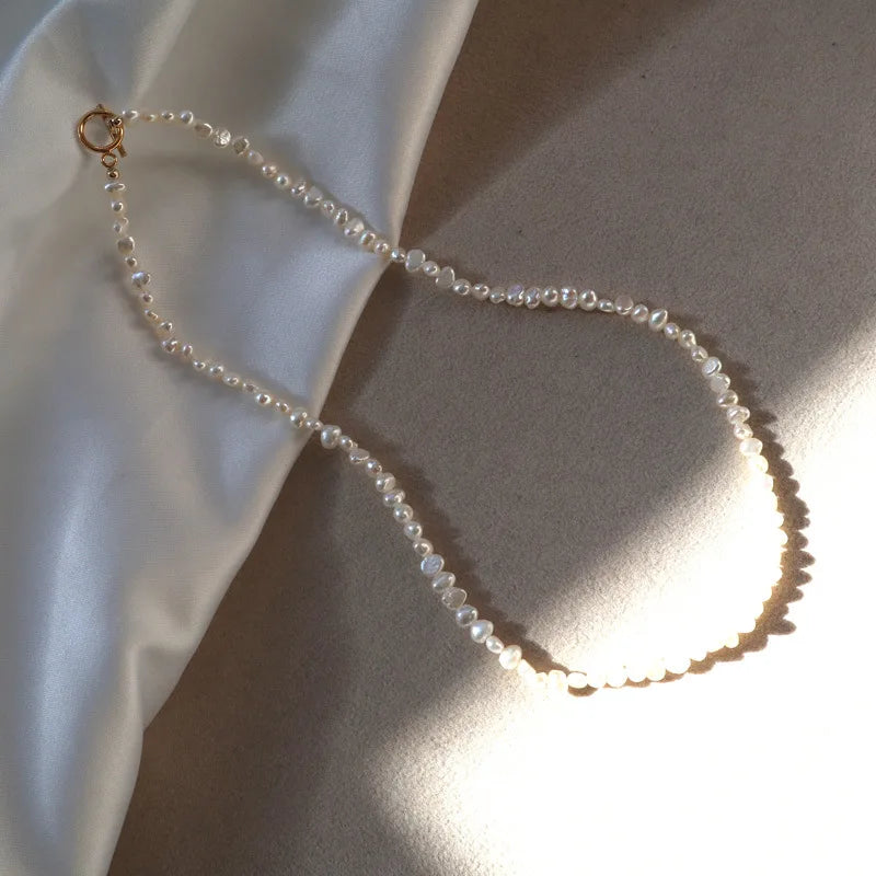 4-5mm Small Baby Tiny Size Fresh Water Natural Cultured Irregular Baroque Pearl Choker Necklace