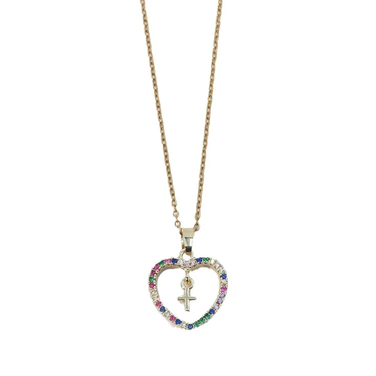 Heart Cross Gold Stainless Steel Wedding Fashion Jewelry Pendant Necklaces for Women Wholesale