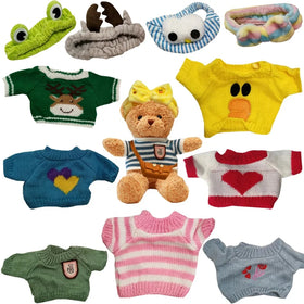 Custom Mini Sweater Clothes for 30cm Plush Toy Stuffed Animal Bear Plushie Doll's Clothing Headband Bag Suit Sets