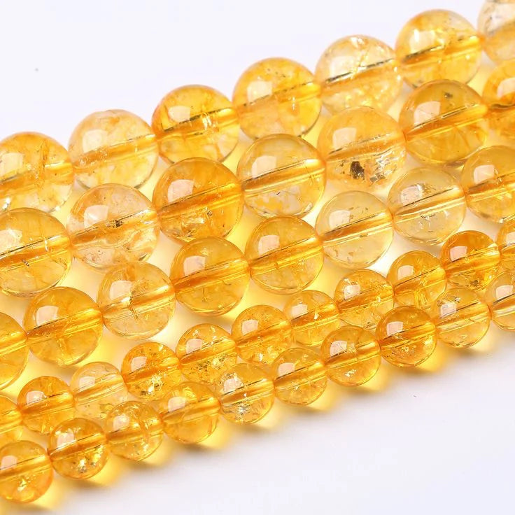Beaded Manufacturer Wholesale Natural Stone 6mm 8mm 10mm Gemstone Citrine Crystal Beads for Jewelry Making