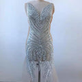 Top End Luxury Heavy Crystal Stones Beaded Panel Lace One Piece Dress Wedding Accessories Lace for Evening Dress HY1668