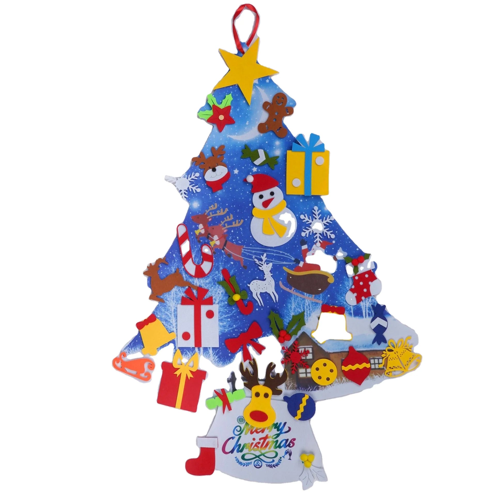 Kids DIY Felt Christmas Tree Printed Design for Creative Fun