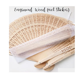 Customized Name Bamboo Hand Fan Personalized Logo Engraved Carved Angel Style Wedding Favor and Gift