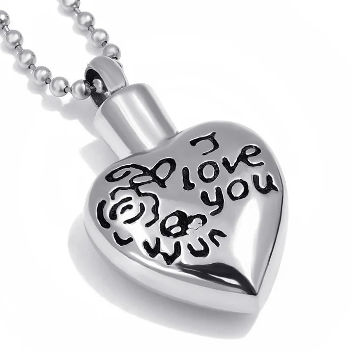 Flower Heart Jewelry Urn Pendant Ash Memorial Necklace Stainless Steel Heart Cremation Holder Keepsake I love You Religious