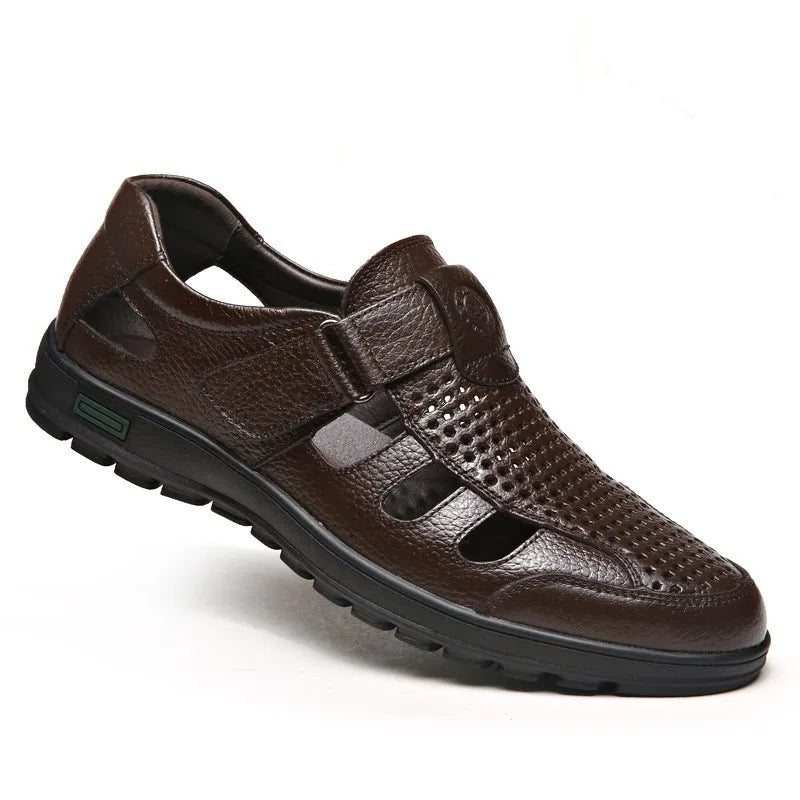 Factory Supply Summer Sandals Men New Genuine Leather Hollow Shoes Beach Style New Arrival Men Sandal