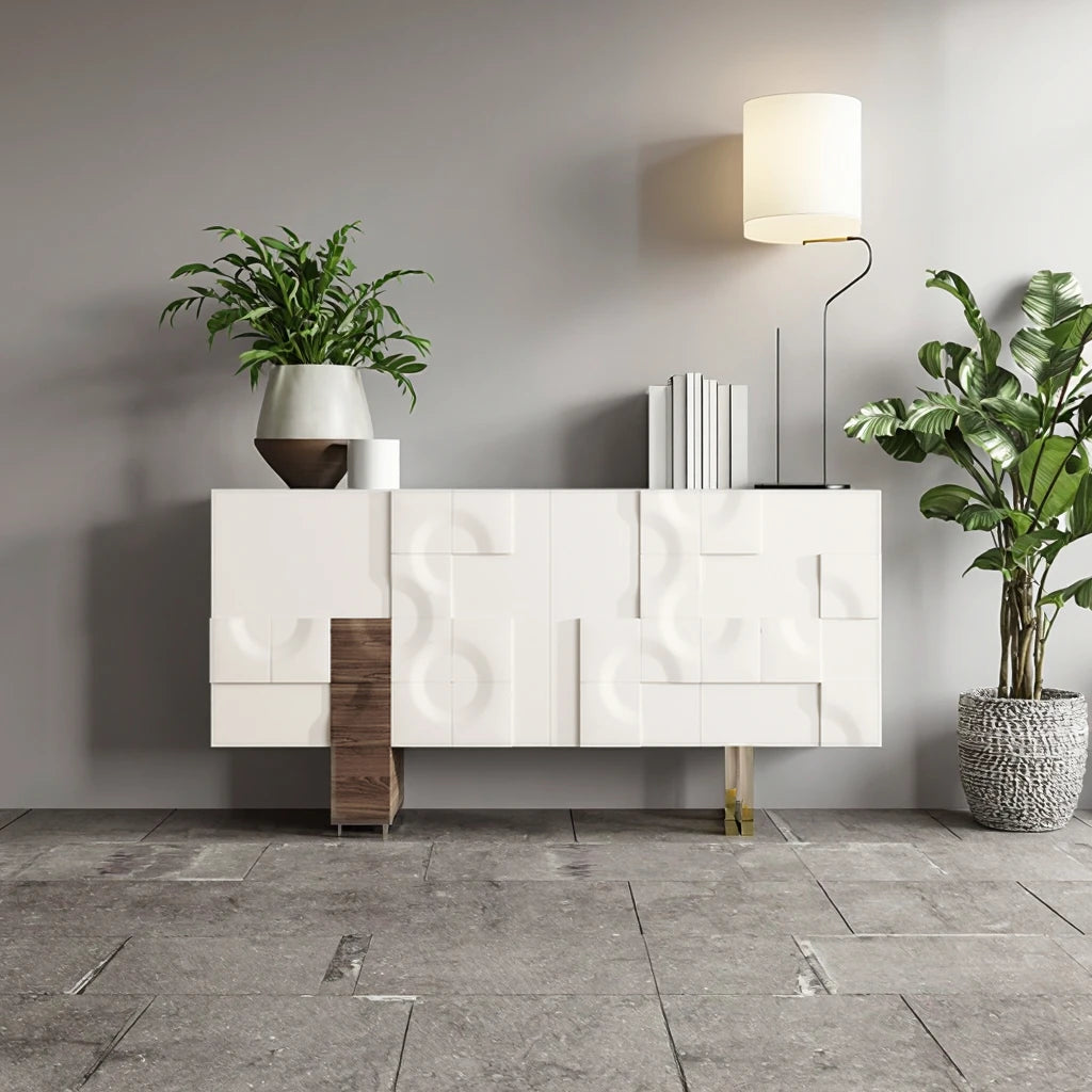 Modern Light Luxury Solid Wood Entrance Cabinet Large Capacity Storage Living Room Sideboard Durable Home Furniture