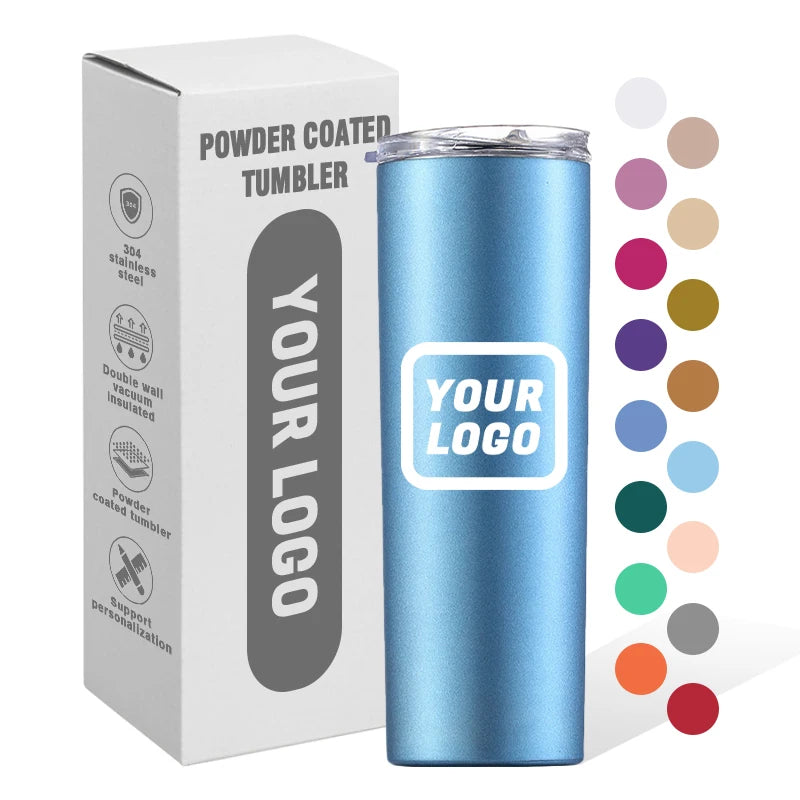 Promotional Tumblers Colorful Skinny Tumblers 20oz Stainless Steel Double Wall Vacuum Tumbler for Cold and Hot Water