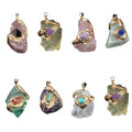 Exquisite Gilded Crystal Original Stone Pendant Multi Color Crystal Irregular DIY Jewelry Making Materials Valentine's Day Gift