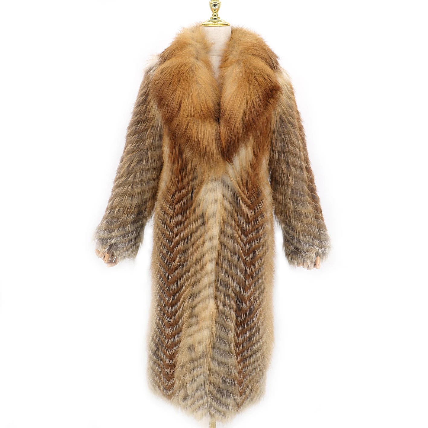 Long Real Fox Fur Woven Coat Breathable Waterproof Winter Customizable Fashion Draped