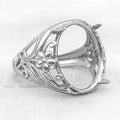 Sterling Silver 14*18mm Semi Mount Men's Ring Frame Empty Blank Claw Setting S925 Base Holder Without Center Stone for DIY Inlay