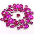 Rose Red Mixed Claw Diamond Buckle 3D Glass Flatback Sew-On Loose Rhinestones 50pcs/Bag for DIY Clothing Shoes Accessories