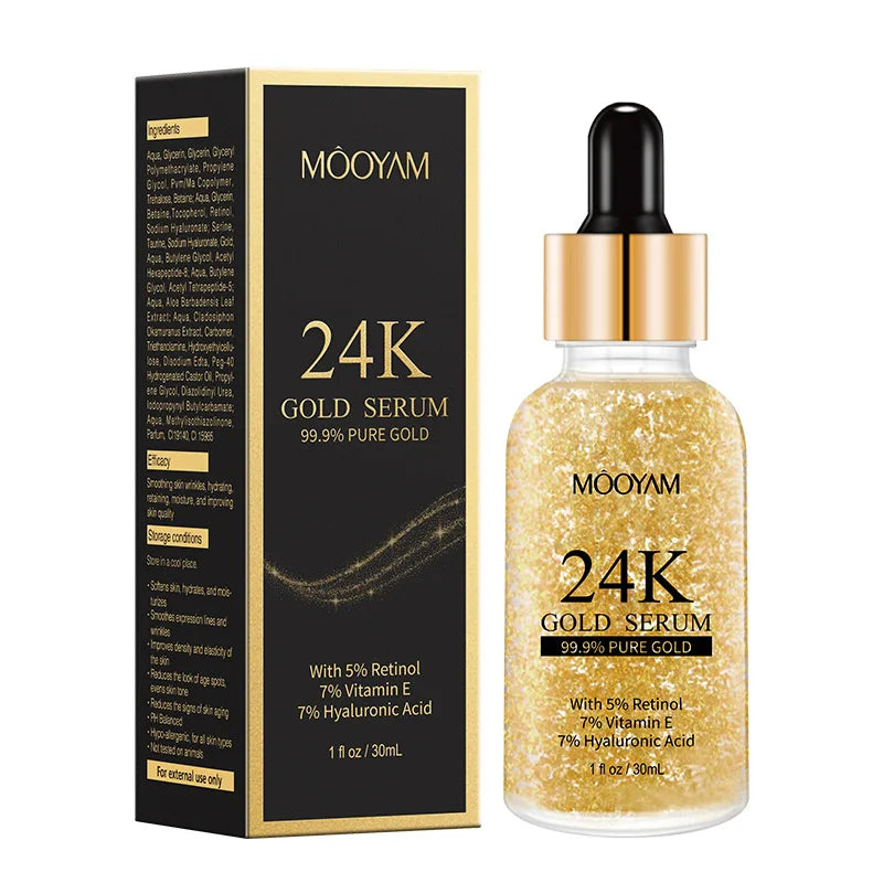 Private Label OEM Anti Aging Whitening Lightening Skin Care 24k Gold Face Serum