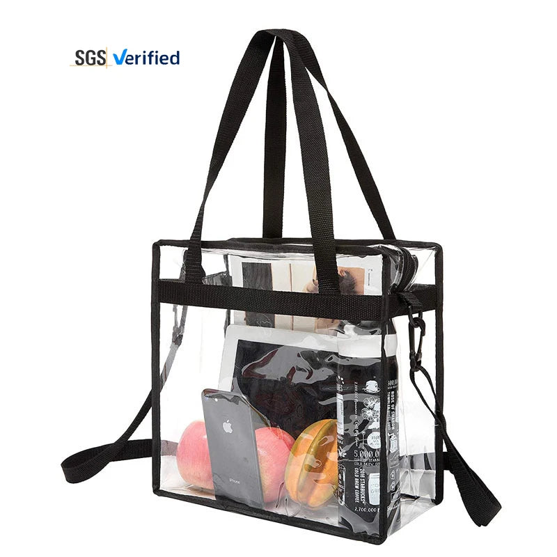 PVC Transparent Shoulder Handbag Clear Handbag Purse Tote Bag Stadium Security Approved for WorkBeach
