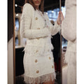 Guangzhou Auyan Woman Hot Style Fringed Wool Tweed Jacket With Whisker Edge Woman Ladies White Suit Clothes