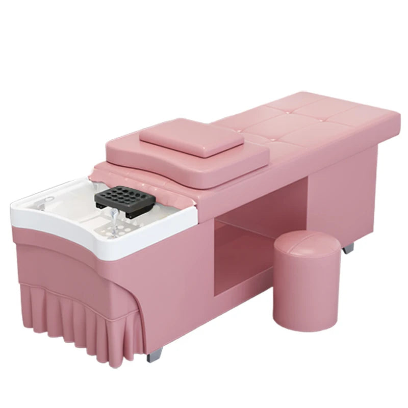 Modern Hair Salon Shampoo Bowl Sink with Synthetic Leather Thai Massage Bed Electric Hair Treatment Washing Bed Thai Head Spa