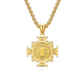 Stainless Steel Jewelry Medal and Chain Saint Benedict Cross Pendant Necklace
