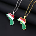 Enameled Kurdistan Map Chain Necklaces Stainless Steel 18K Gold Plated Enamel Kurdistane National Flag Map Pendant Necklace