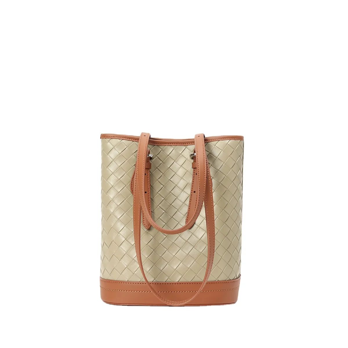 Luxury Fashion Women'S Genuine Leather Handbags Woven Shoulder Bucket Tote Hand Bags Designer Woman Big Size for Ladies Women