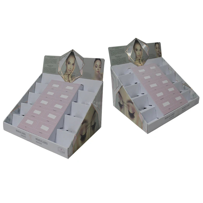 PDQ Paper Table Top Cardboard Counter Display Foldable and 4C Printing for Eyeglass and Reading Material Advertising