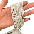 Women's Trendy S925 Sterling Silver Necklace Freshwater Rice Pearls 4-7mm Small Size Natural Seed Beads Link Chain for Parties