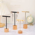 New Solid Wooden Base Iron Art Earring Display Rack Photograph Props Holder Black Gold Display Stand for Jewelry Shop