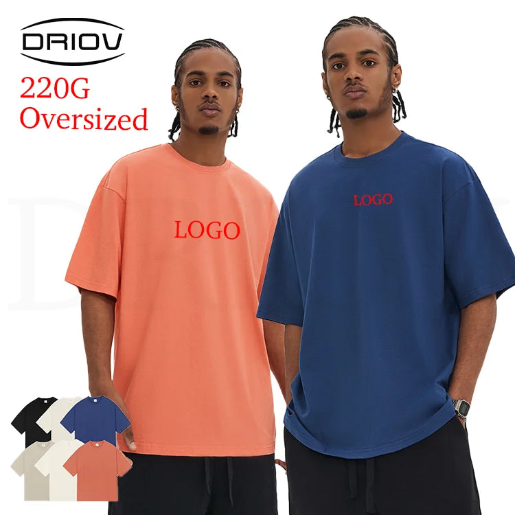 Summer 220g Oversized Top Quality New Design Luxury Quality Cotton Loose Fit Little Drop Shoulder Brand Blank Oversized Men Tee