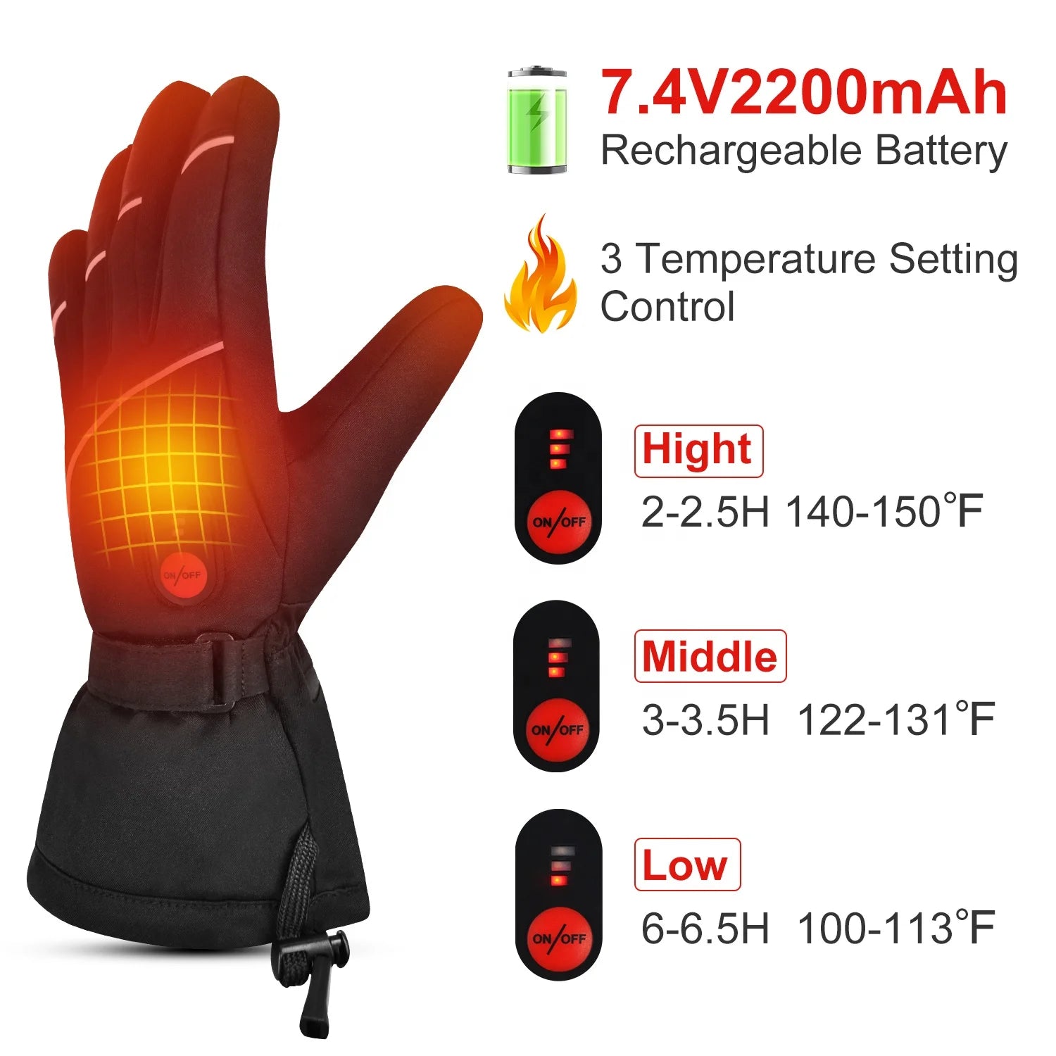 Thermal Touch Gloves SAVIOR Heated Gloves 7.4v 2200mah Men Electric Warm Heated Gloves Battery Powered Winter