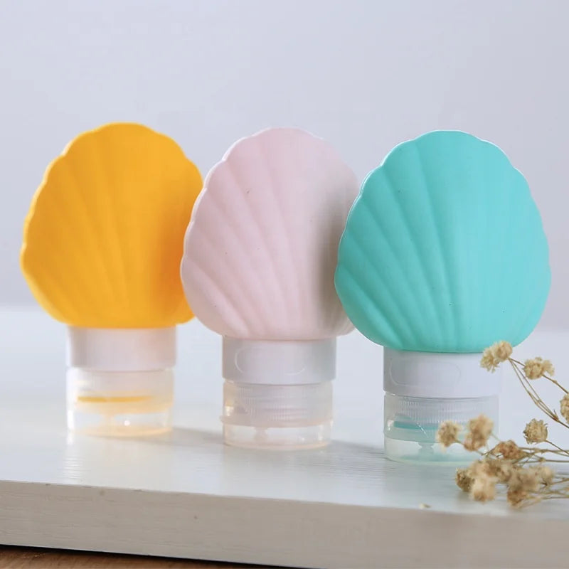 Portable Shell Shape Silicon Reusable Travel Kits Outdoor Toiletry Bottles for Convenient Travel Use
