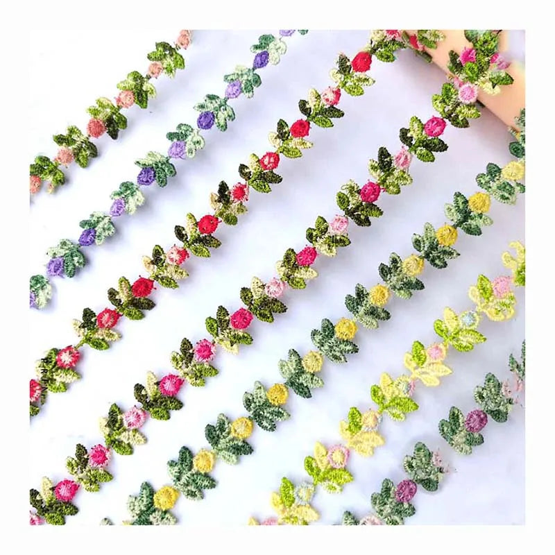 15mm Diy Garment Accessories Water Soluble Flower Lace Ribbon Embroidery Headwear Bracelet Decorative Leaf Lace Trims Embroidery