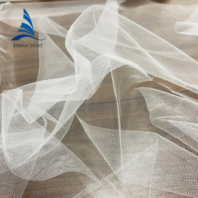 High Quality N44 Elastic Mesh Fabric 63\" White Nylon Stock for Kids Cost-Effective Tulle Fabric Soft Bridal Dress Material