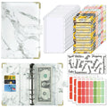 hotsale a6 budget binder set marble leather dairy notebook 6 ring loose leaf cash stuffing binder planner with zipper envelopes