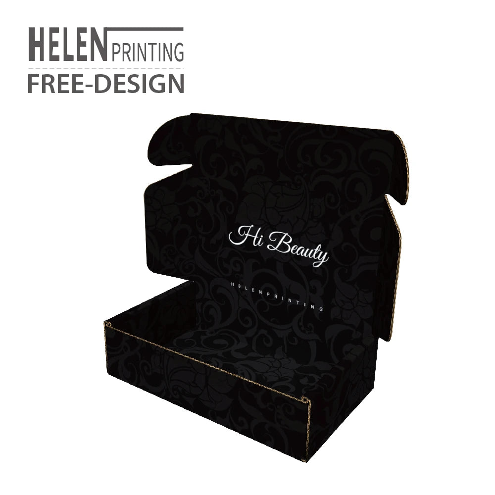 Free Sample Custom Logo Eco Friendly Black Small Luxury Cosmetic Packing Cardboard Corrugated Shipping Mailer Boxes