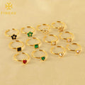 Wholesale Fashion Jewelry Women 18K Gold Plated Colorful Geometric Diamond Heart Flower Cz Zircon Open Ring