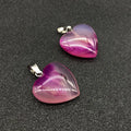 2026 Pink Color Agate Gemstone Heart Shape Pendant