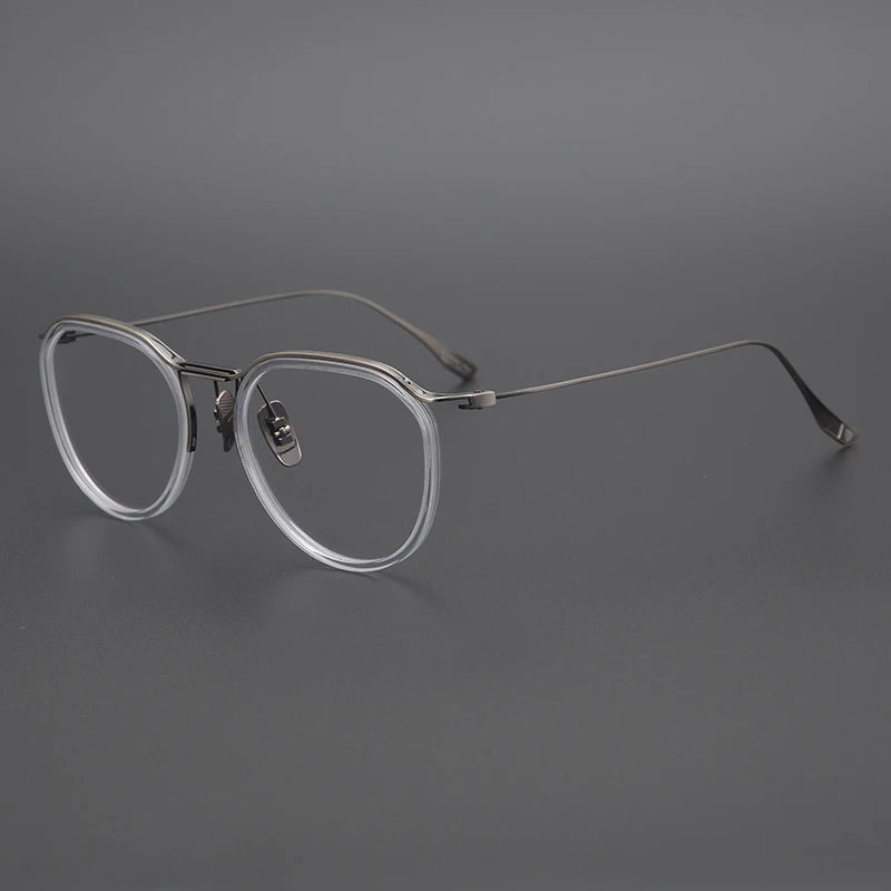 Factory Direct Sales Best Business Pure Titanium Round Eyeglasses Frame Acetate Computer Blue Blocking Glasses for Men MegaBDM