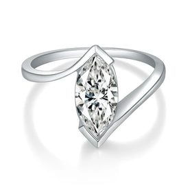 Moissanite 925 Silver Rings Marquise Cut 1CT Silver 925 Moissanite Engagement Moissanite Ring
